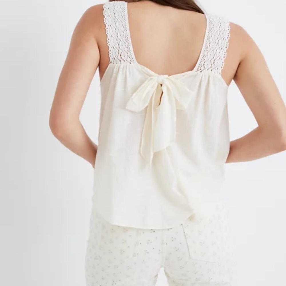 Madewell Crochet Tie Back Tank Top White Small